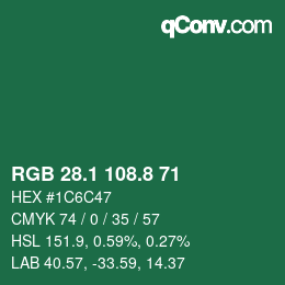 カラーコード: RGB 28.1 108.8 71 | qconv.com