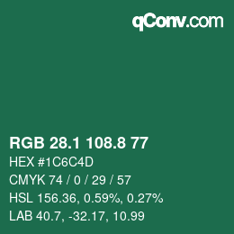 カラーコード: RGB 28.1 108.8 77 | qconv.com