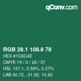 Color code: RGB 28.1 108.8 78 | qconv.com