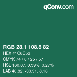 カラーコード: RGB 28.1 108.8 82 | qconv.com