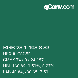 Color code: RGB 28.1 108.8 83 | qconv.com
