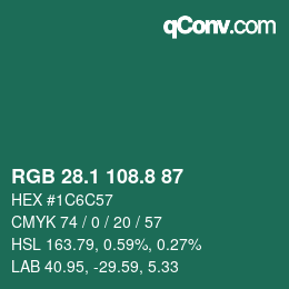 Color code: RGB 28.1 108.8 87 | qconv.com