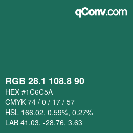 カラーコード: RGB 28.1 108.8 90 | qconv.com