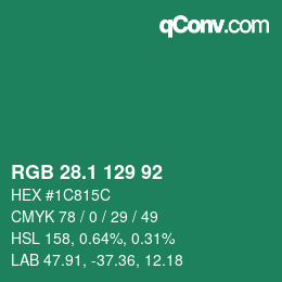 カラーコード: RGB 28.1 129 92 | qconv.com