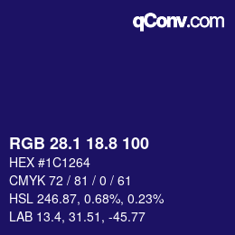 カラーコード: RGB 28.1 18.8 100 | qconv.com