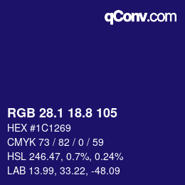 カラーコード: RGB 28.1 18.8 105 | qconv.com