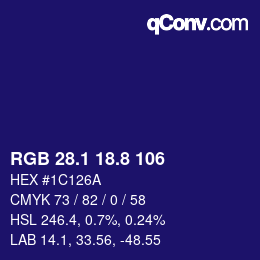 カラーコード: RGB 28.1 18.8 106 | qconv.com