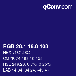 カラーコード: RGB 28.1 18.8 108 | qconv.com