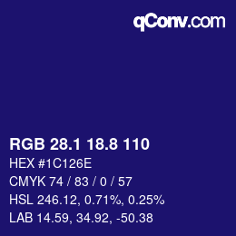 カラーコード: RGB 28.1 18.8 110 | qconv.com