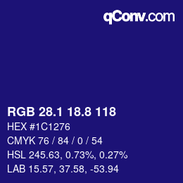 カラーコード: RGB 28.1 18.8 118 | qconv.com