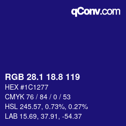 カラーコード: RGB 28.1 18.8 119 | qconv.com