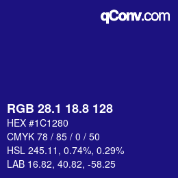 カラーコード: RGB 28.1 18.8 128 | qconv.com