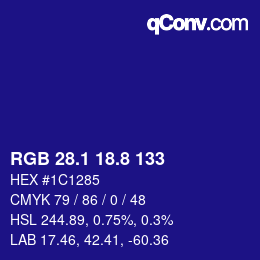 カラーコード: RGB 28.1 18.8 133 | qconv.com