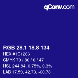 カラーコード: RGB 28.1 18.8 134 | qconv.com