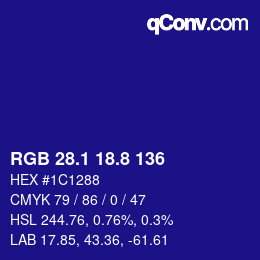 カラーコード: RGB 28.1 18.8 136 | qconv.com