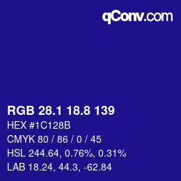 カラーコード: RGB 28.1 18.8 139 | qconv.com