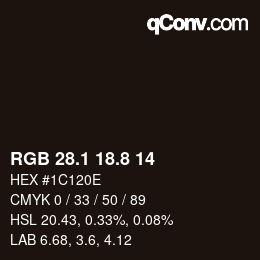 Color code: RGB 28.1 18.8 14 | qconv.com