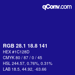 カラーコード: RGB 28.1 18.8 141 | qconv.com
