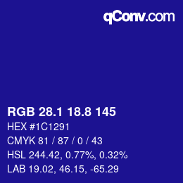 カラーコード: RGB 28.1 18.8 145 | qconv.com