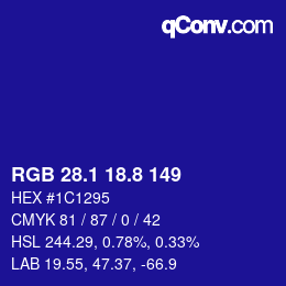 カラーコード: RGB 28.1 18.8 149 | qconv.com