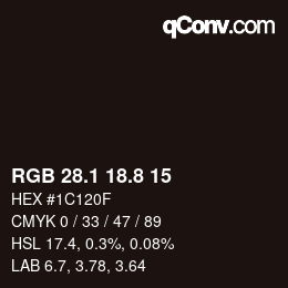 Color code: RGB 28.1 18.8 15 | qconv.com