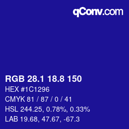 カラーコード: RGB 28.1 18.8 150 | qconv.com
