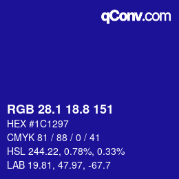 カラーコード: RGB 28.1 18.8 151 | qconv.com