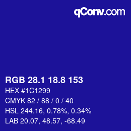 カラーコード: RGB 28.1 18.8 153 | qconv.com