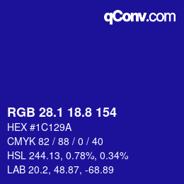 カラーコード: RGB 28.1 18.8 154 | qconv.com