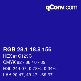 カラーコード: RGB 28.1 18.8 156 | qconv.com
