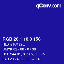 カラーコード: RGB 28.1 18.8 158 | qconv.com
