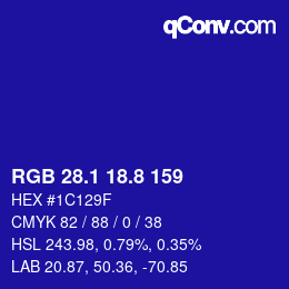 カラーコード: RGB 28.1 18.8 159 | qconv.com