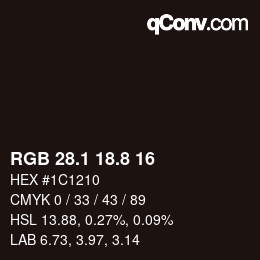 Color code: RGB 28.1 18.8 16 | qconv.com