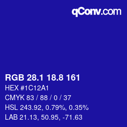 カラーコード: RGB 28.1 18.8 161 | qconv.com
