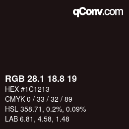 Color code: RGB 28.1 18.8 19 | qconv.com