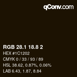 Color code: RGB 28.1 18.8 2 | qconv.com