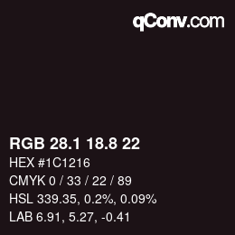 Color code: RGB 28.1 18.8 22 | qconv.com