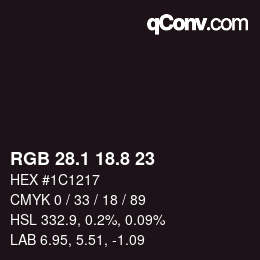 Color code: RGB 28.1 18.8 23 | qconv.com