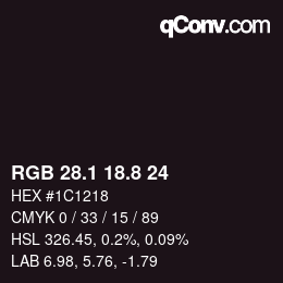 Color code: RGB 28.1 18.8 24 | qconv.com
