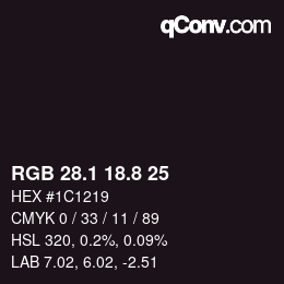 カラーコード: RGB 28.1 18.8 25 | qconv.com
