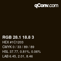 Color code: RGB 28.1 18.8 3 | qconv.com