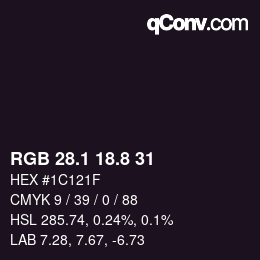 Color code: RGB 28.1 18.8 31 | qconv.com