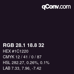 Color code: RGB 28.1 18.8 32 | qconv.com