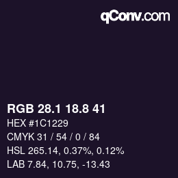 Color code: RGB 28.1 18.8 41 | qconv.com