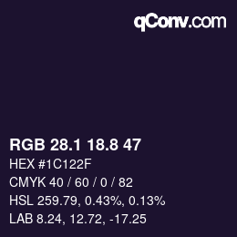 Color code: RGB 28.1 18.8 47 | qconv.com