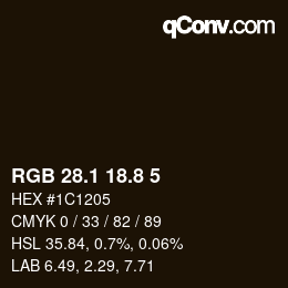 Color code: RGB 28.1 18.8 5 | qconv.com