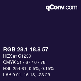 カラーコード: RGB 28.1 18.8 57 | qconv.com