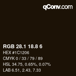 Color code: RGB 28.1 18.8 6 | qconv.com