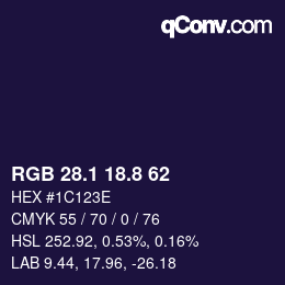 カラーコード: RGB 28.1 18.8 62 | qconv.com