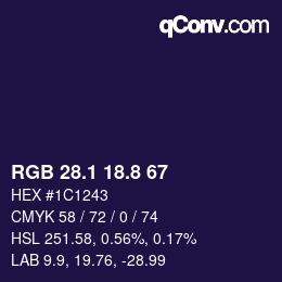 カラーコード: RGB 28.1 18.8 67 | qconv.com